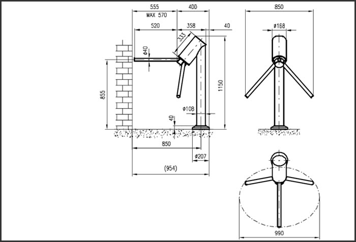 Turnstile tripod 400 Access Control and Attendance stand alone product